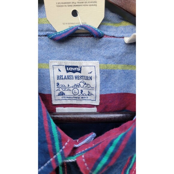 Levi's Mens Western Relaxed Fit Pearl Snap Long Sleeve Striped Shirt Size Large - Picture 3 of 10